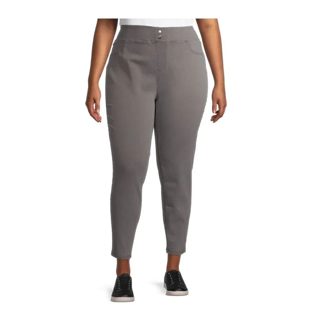 Terra & Sky Women's Plus Size Tummy Control Jeggings Gray